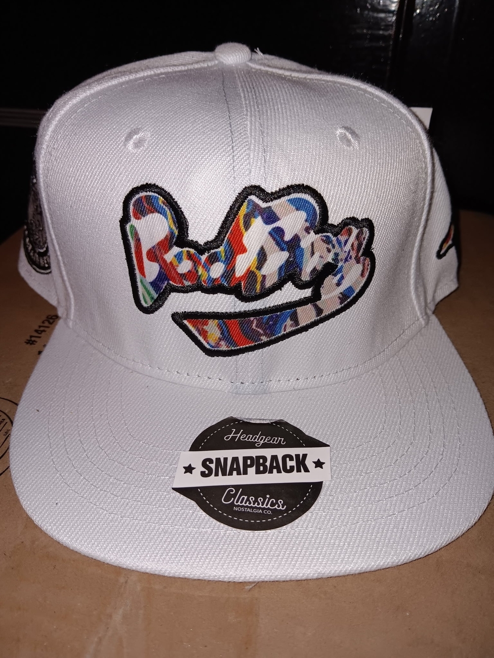 Youth White Bad Boy Biggie Snapback Hat with Multicolor Script Logo